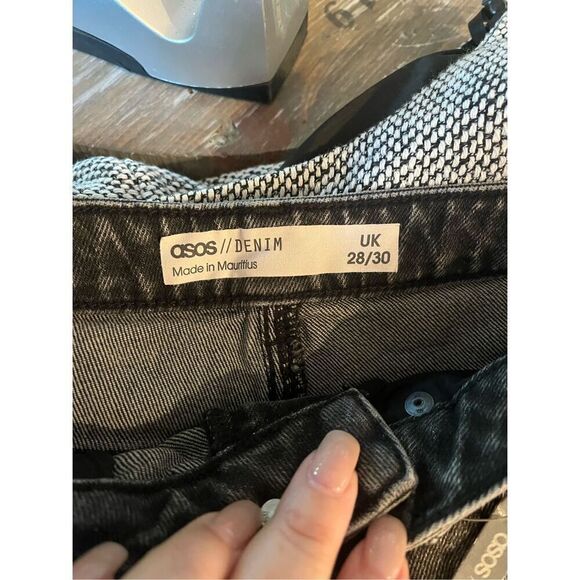 ASOS DENIM Black High Waist Tapered Leg Jeans sz 28/30 NWT - Picture 6 of 7